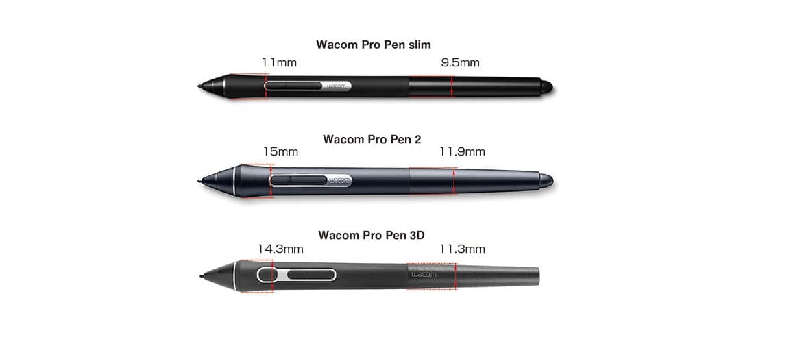 Сравнение Wacom Pro Pen slim, Wacom Pro Pen 2 и Wacom Pro Pen 3D